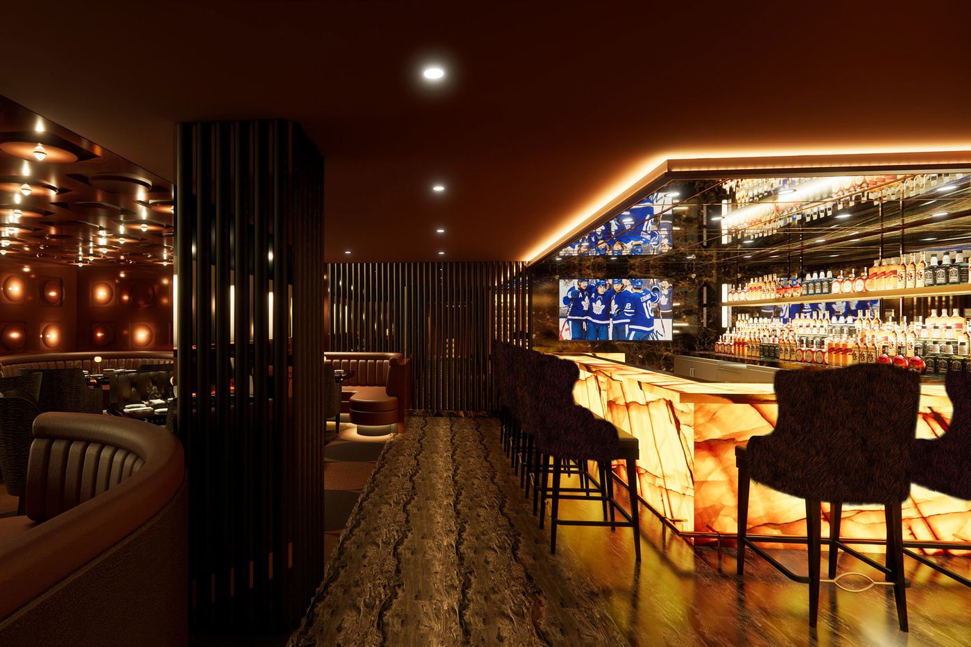 The bar, evening